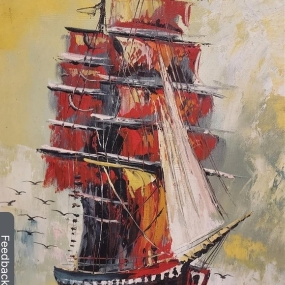 Antique oil painting of a Barque tall ship, framed and unsigned. - Picture 8 of 16